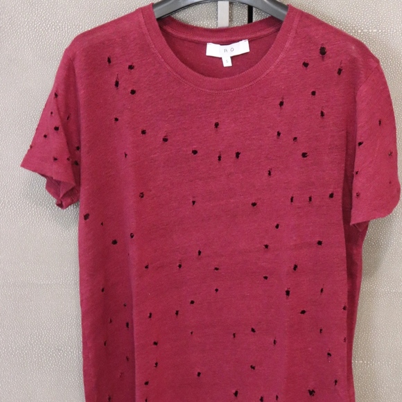 IRO Tops - IRO Linen Clay Top Distressed/holes Burgundy